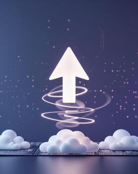 Cloud computing concept with arrow up and cloud computing concept with arrow up photo