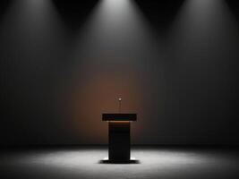 Dramatic Spotlight on Empty Podium Stage Presentation Background photo