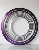 A geometric design with concentric circles and gradients of violet and silver. photo