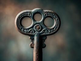 old key a close up of an old key with a nostalgic and mysterious photo