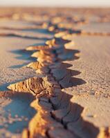 Natural Background with Deep Cracks in Dry Soil. photo