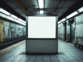 An empty billboard in a subway station photo