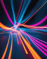 Abstract light trails on a black background photo