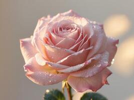 A pink rose with water droplets on it photo