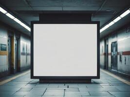 An empty billboard in a subway station photo