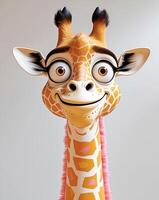 A cartoon giraffe with a goofy expression on its face. photo