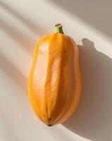 Flat Lay Top View of Bright Ripe Fragrant Orange Papaya Fruit as Background. photo