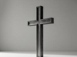 Christian cross with texture and beveling photo