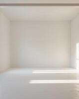 Empty room with white walls and floor photo