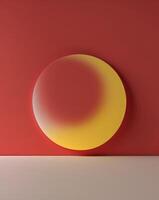 Abstract minimal red background with random yellow circle. photo