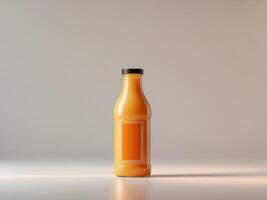 Orange juice bottle mockup with copy space for branding design photo