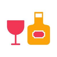 Wine Bottle and Glass Icon Design vector