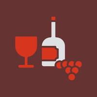 Wine Glass and Grapes Icon Design vector