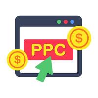 Conceptual flat design icon of pay per click vector