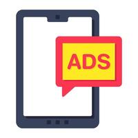 Conceptual flat design icon of mobile ad chat vector