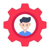Avatar with gear showing concept of employee setting icon vector