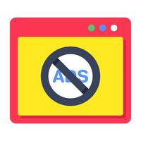 Conceptual flat design icon of stop ad vector
