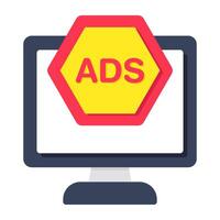 Conceptual flat design icon of online ad vector