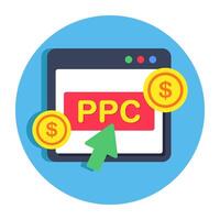 Conceptual flat design icon of pay per click vector