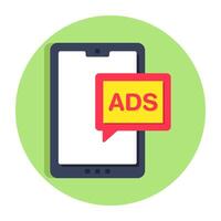 Conceptual flat design icon of mobile ad chat vector