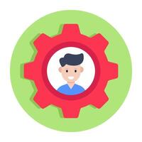 Avatar with gear showing concept of employee setting icon vector