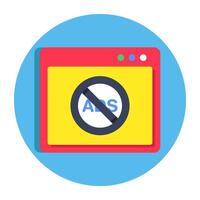 Conceptual flat design icon of stop ad vector