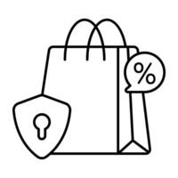 A colored design icon of secure shopping discount vector