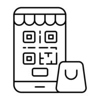 A flat design icon of qr code vector