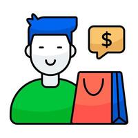A colored design icon of shopping chat vector