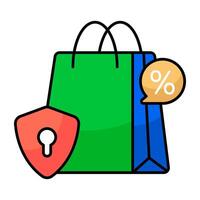 A colored design icon of secure shopping discount vector