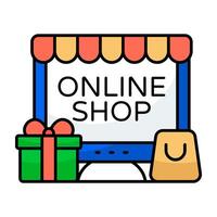 A colored design icon of online shop vector