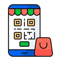 A flat design icon of qr code vector