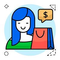 A flat design icon of shopping chat vector