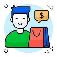 A colored design icon of shopping chat vector