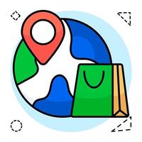 A flat design icon of global location vector