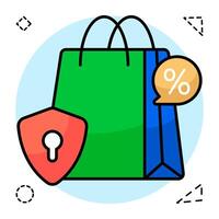 A colored design icon of secure shopping discount vector
