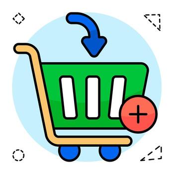 A flat design icon of add to cart vector