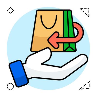 A trendy design icon of parcel return