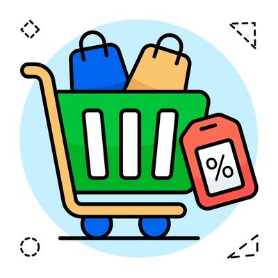 A colored design icon of shopping offer