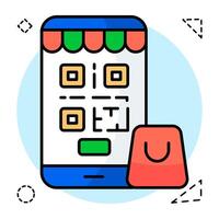 A flat design icon of qr code vector