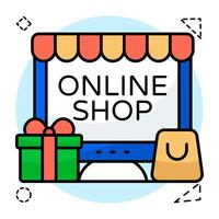 A colored design icon of online shop vector