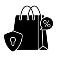 A colored design icon of secure shopping discount vector