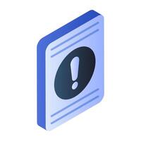 Conceptual flat isometric design icon of file error vector