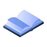 A flat isometric design icon of open book vector