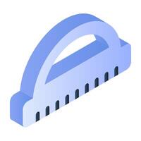 A flat isometric design icon of protractor scale vector