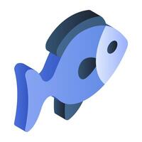 A flat isometric design icon of fish vector