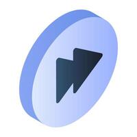 Conceptual isometric design icon of fast play forward button vector