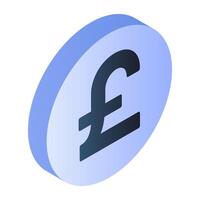 An editable design icon of pound coin vector