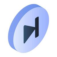 Conceptual flat isometric icon of play forward button vector
