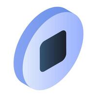 Conceptual flat isometric icon of stop button vector